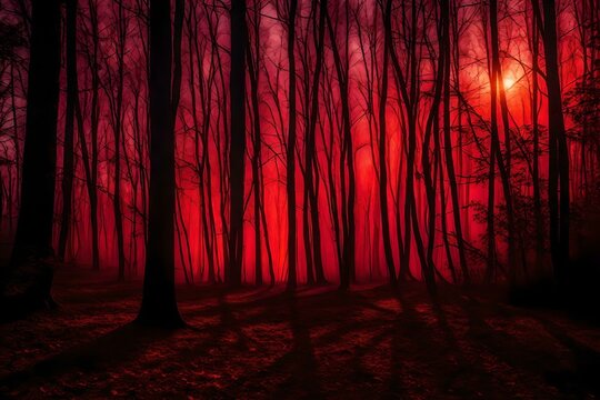 bloody sunset in jungle background generated by AI tool © Muhammad