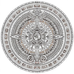 Naklejka premium mandala Aztec coloring book page black and white