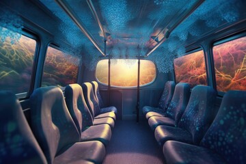 3d illustration of bacteria spread in bus cabin, created with generative ai