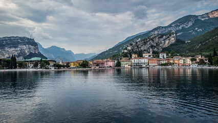 Fototapeta na wymiar Lago de Garda. Drone areal view. Mountains and lake nature view.