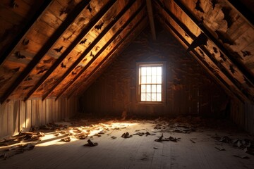 shadows of bats on attic walls, created with generative ai