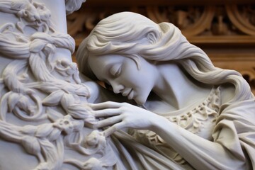 intricate details of a marble sculpture in progress, created with generative ai