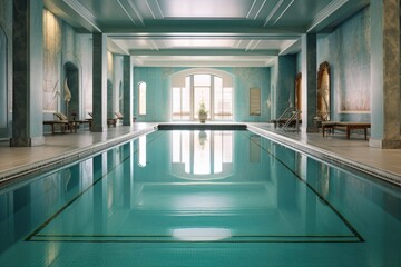swimming pool in a luxurious gym facility, created with generative ai