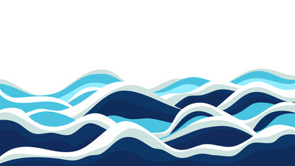 Vector of white and blue ocean waves in two tone color