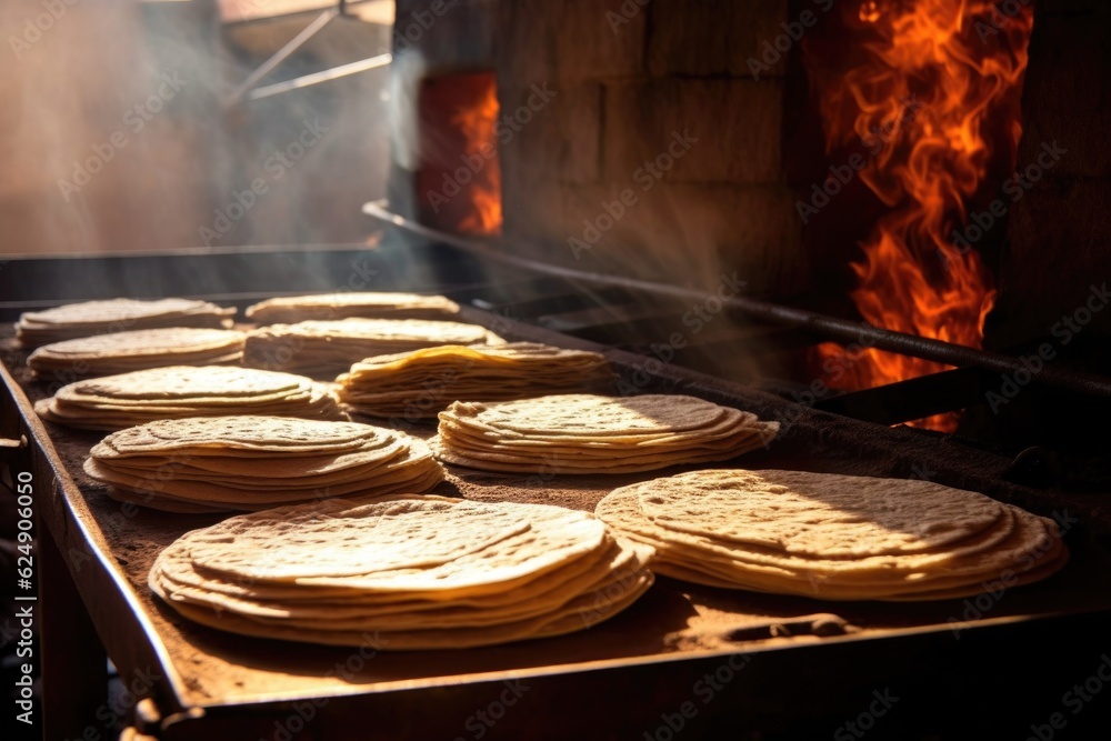 Sticker fresh tortillas with a steaming effect for added warmth, created with generative ai