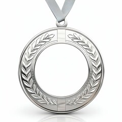 Silver Winner Circle Medal Isolated on White Background. Generative ai