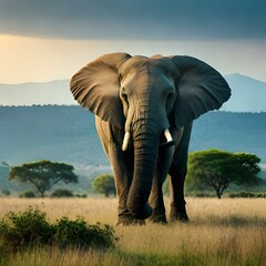 Fototapeta na wymiar elephant in the savannah generated AI