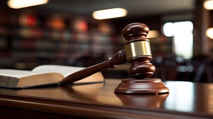A gavel resting on a desk, surrounded by a collection of legal books, symbolizing the pursuit of justice.
