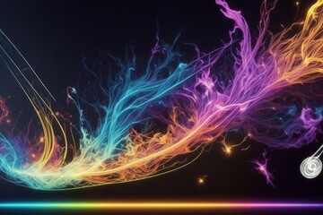 Abstract fractal background illustrating musical rhythm. Magical power melody. AI generated