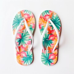 Vacation and Summer Flip-flops Isolated on White Background. Generative ai