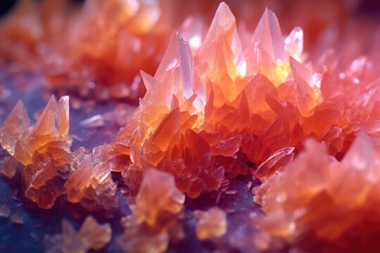 macro shot of sugar crystals forming on candy surface, created with generative ai