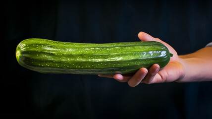 hand holding Big Green Zucchini : Fresh and Healthy Delight