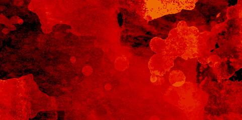 Red watercolor ombre leaks and splashes texture on white watercolor paper background with scratches and Old red scratched wall, grungy background or texture.