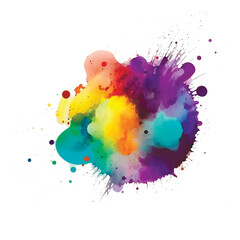 Bright colorful watercolor splash splatter stain brush strokes on white background. Modern vibrant aquarelle spot. Trendy isolated design on white. Element. Vector hand drawn watercolor illustration