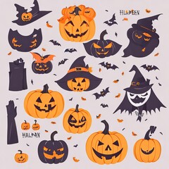 halloween vector  hand drawn flat halloween