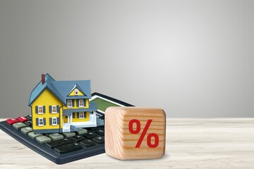 Mortgage rates concept of investment real estate house