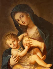 Foto op Canvas NAPLES, ITALY - APRIL 20, 2023: The painting of Nursing Madonna in the church  Chiesa di Santa Caterina a Chiaia by Antonio Sarnelli (1742 - 1793) © Renáta Sedmáková