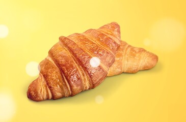 Tasty fresh Croissant bread on desk