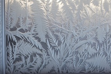 intricate frost patterns on a winter window, created with generative ai