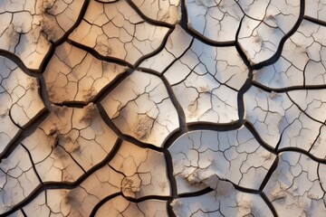 abstract patterns in cracked, dried mud, created with generative ai