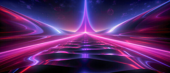 Transcendent Horizons Perspective Line in the Light Pink and Violet Style