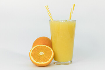 Fresh orange juice on the kitchen table