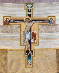 Tuinposter NAPLES, ITALY - APRIL 22, 2023: The icon of Crucifixion in the church Basilica di San Giovanni Maggiore by unkonwn artist. © Renáta Sedmáková