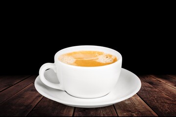 Hot tea or coffee in ceramic cup