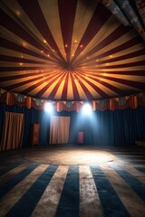 inside view of empty circus tent with spotlight, created with generative ai - obrazy, fototapety, plakaty