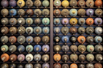 collection of antique door knobs on display, created with generative ai