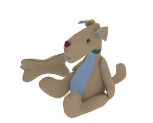 Toy dog isolated on transparent background. 3d rendering - illustration