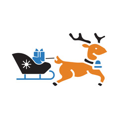 Sleigh Santa Claus, deer, gift, gift with Xmas Vehicle and deer icon