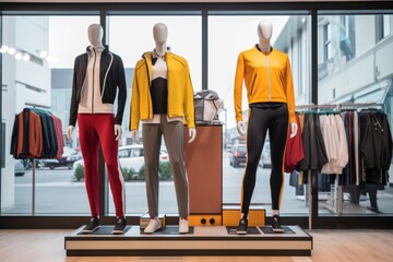 trendy sportswear arranged on mannequins for an active lifestyle, created with generative ai