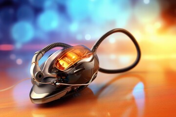 cochlear implant device against a technology background, created with generative ai