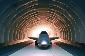 hypersonic aircraft in a wind tunnel test, created with generative ai