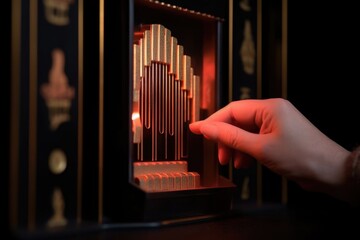 a coin being inserted into a classic jukebox slot, created with generative ai