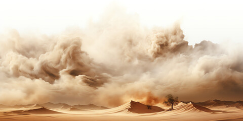 Sandstorm dust clouds over desert isolated transparent - Generative AI - obrazy, fototapety, plakaty