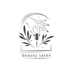 Nail studio logo. Nail polish. Minimalistic vector illustration for beauty salon
