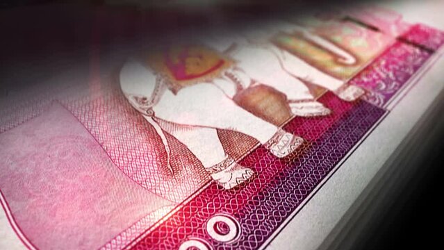 Myanmar money Burma Kyat money counting. MMK banknotes. Fast cash note count macro loop. Business, finance and economy. Loopable and seamless concept.