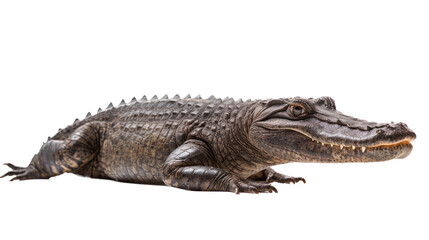 Fototapeta premium an American alligator (Alligator mississippiensis) full body 3/4 view in a Wildlife-themed, photorealistic illustration in a PNG format, cutout, and isolated. Generative AI