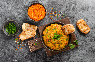 Red Lentils Indian Curry Dal, Lentil Dhal, Tasty Meal