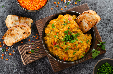 Red Lentils Indian Curry Dal, Lentil Dhal, Tasty Meal