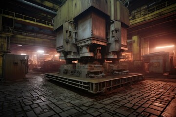 Fototapeta na wymiar metal press machine molding sheets of steel, created with generative ai