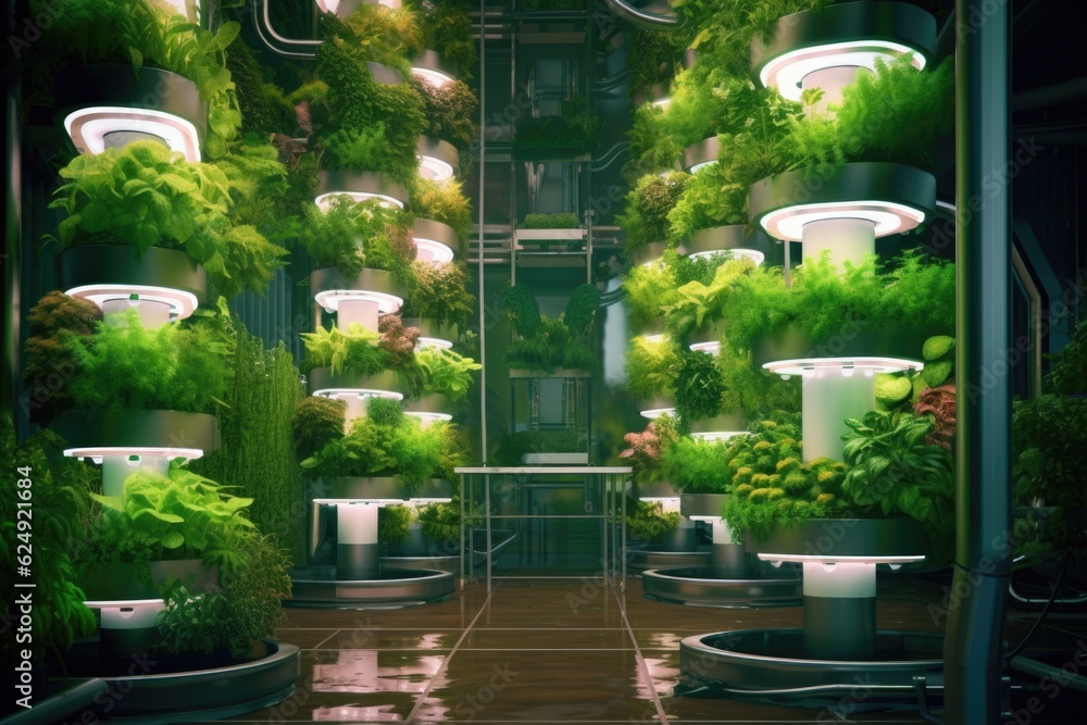 Canvas Prints futuristic indoor vertical farming setup, created with generative ai