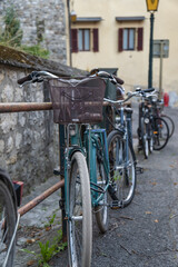 Fototapeta na wymiar retro bikes parked on the street