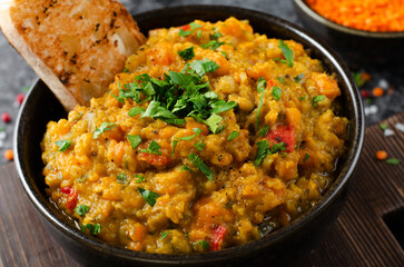 Red Lentils Indian Curry Dal, Lentil Dhal, Tasty Meal