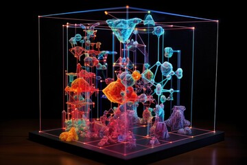 holographic display of molecular structures in science, created with generative ai