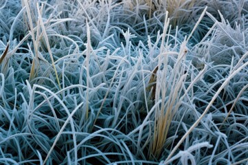 abstract pattern of frost on grass creating a natural texture, created with generative ai