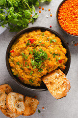 Red Lentils Indian Curry Dal, Lentil Dhal, Tasty Meal