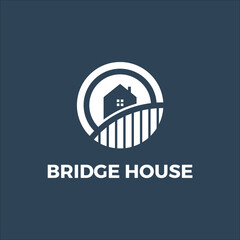 house bridge in circle vector logo